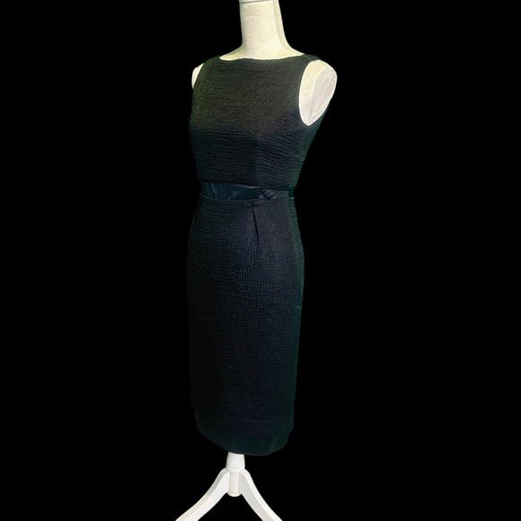 Marc Jacobs Vintage Black Wool & Silk Blend Textured Jacquard Midi Dress Size 0 - Picture 4 of 15